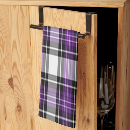 Linge De Cuisine Plaid Violet Et Noir (Pliage en tiers)
