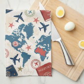 Linge De Cuisine Plan de carte du monde (Quart Plié)