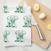 Linge De Cuisine Plan de ligne d'éléphant vert Monogramme Chasseur (Quart Plié)