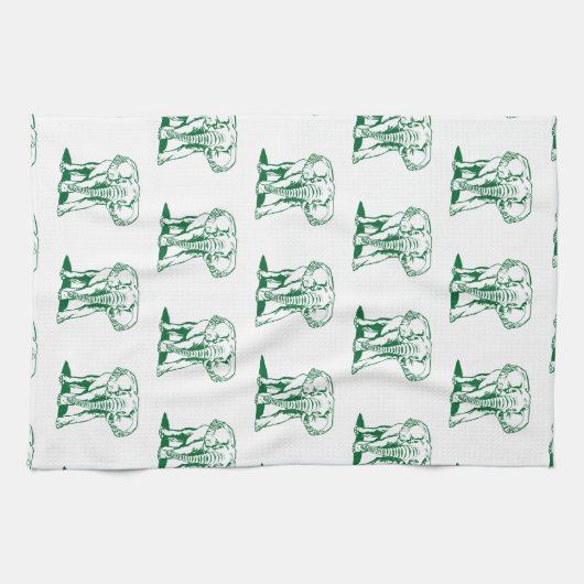 Linge De Cuisine Plan de ligne d'éléphant vert Monogramme Chasseur (Horizontal)
