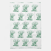 Linge De Cuisine Plan de ligne d'éléphant vert Monogramme Chasseur (Vertical)