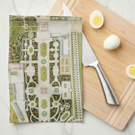 Linge De Cuisine Plan du jardin et château de la Reine (Quart Plié)