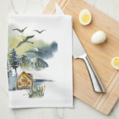 Linge De Cuisine Plan forestier de l'aquarelle (Quart Plié)