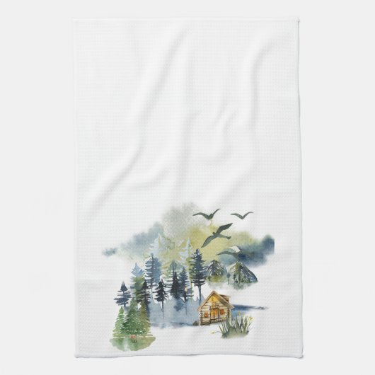 Linge De Cuisine Plan forestier de l'aquarelle (Vertical)
