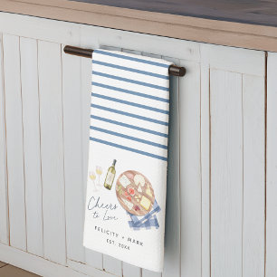 Linge De Cuisine Planche de charcuterie Vin et fromage À l'amour