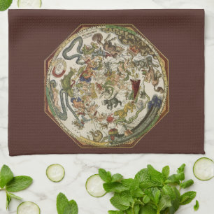 Linge De Cuisine Planisphère céleste vintage par Peter Apian