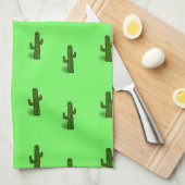 Linge De Cuisine Plante Cactus sur vert clair (Quart Plié)