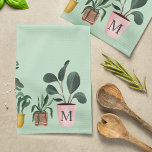 Linge De Cuisine Plante Lover Chic Aquarelle Pointez Plante Monogra<br><div class="desc">Êtes-vous fou de plantes ? ou connaissez-vous quelqu'un qui ne peut pas en avoir assez de ses plantes ? Ensuite, cette serviette de cuisine "Crazy Plante Lady" est parfaite pour vous-même ou comme un cadeau. Notre design présente nos beaux plantes chic peints à l'aquarelle peinte à la main. Personnalisez le...</div>