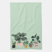 Linge De Cuisine Plante Lover Chic Aquarelle Pointez Plante Monogra (Vertical)