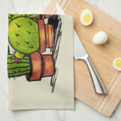 Linge De Cuisine Plantes de cactus vert aquarelle (Quart Plié)