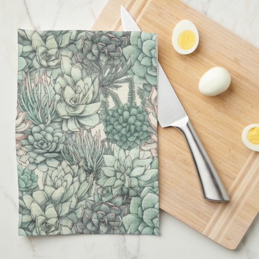 Linge De Cuisine Plantes succulentes (Quart Plié)