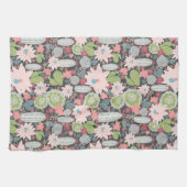 Linge De Cuisine Plantes Succulents Et Motif Cactus Rose Vert (Horizontal)