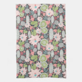 Linge De Cuisine Plantes Succulents Et Motif Cactus Rose Vert (Vertical)