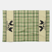 Linge De Cuisine Plaque de ferme rustique verte avec le nom de fami (Horizontal)