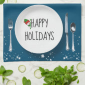 Linge De Cuisine Plaque de Noël Avec Snowman (Plié)