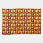 Linge De Cuisine Plaques marron orange sculpté et taché (Horizontal)