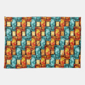 Linge De Cuisine Plaques rectangulaires sculptées et tachées, cyan  (Horizontal)