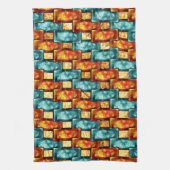 Linge De Cuisine Plaques rectangulaires sculptées et tachées, cyan  (Vertical)