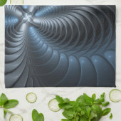 Linge De Cuisine Plastique bleu gris 3D Fractal Art moderne Abstrai (Plié)