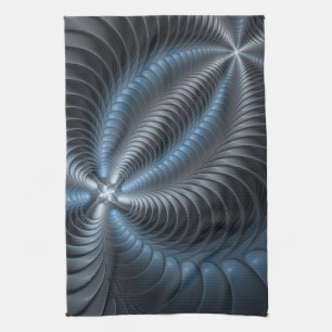 Linge De Cuisine Plastique bleu gris 3D Fractal Art moderne Abstrai