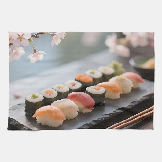 Linge De Cuisine Plate de Sushi Fleur de Cerisier (Horizontal)