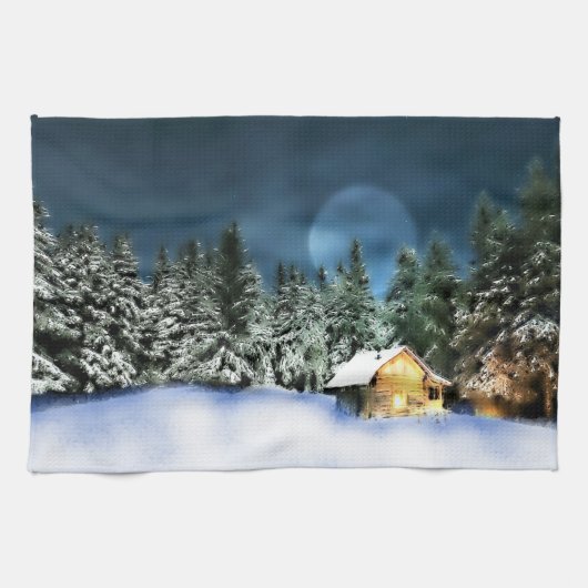 Linge De Cuisine Pleine lune de Cabine de journal rustique (Horizontal)