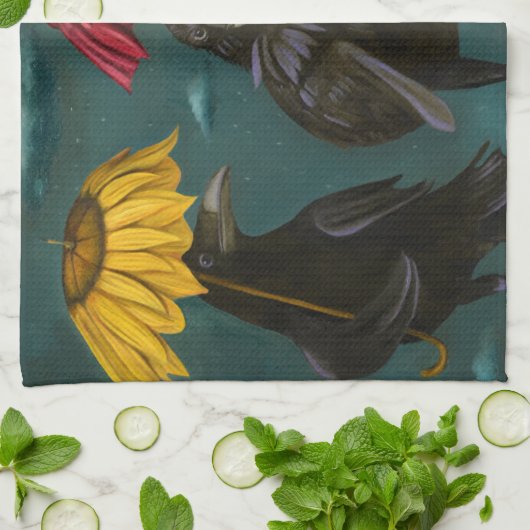 Linge De Cuisine Pluie de Ravens (Plié)