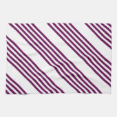 Linge De Cuisine Plum et blanc cinq bandes motif (Horizontal)
