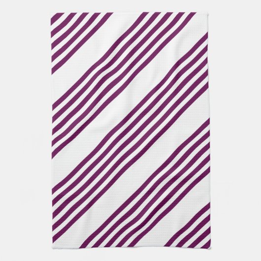 Linge De Cuisine Plum et blanc cinq bandes motif (Vertical)