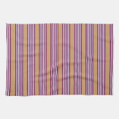 Linge De Cuisine Plum et blanc cinq bandes motif avec bronzage (Horizontal)