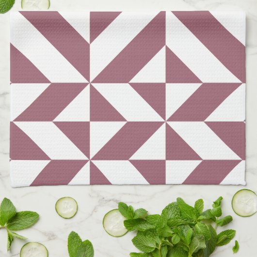 Linge De Cuisine Plum Geometric Deco Cube Pattern (Plié)
