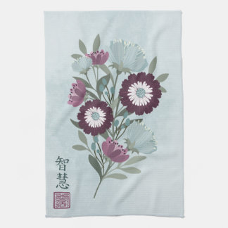 Linge De Cuisine Plum gerbera marguerite bleu bouquet floral art as