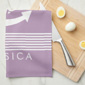 Linge De Cuisine Plum Purple & Blancs Avec Ancre Nautique (Quart Plié)