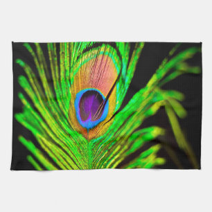 Linge De Cuisine Plume de paon aux couleurs néon