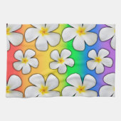 Linge De Cuisine Plumeria Fleurs d'Hawaii sur Rainbow Colors (Horizontal)