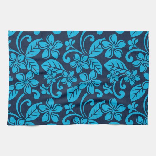 Linge De Cuisine ?PLUMÉRIE DE L'ÎLE (Bleu x 2) (Horizontal)
