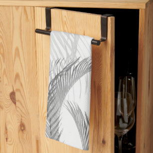 Linge De Cuisine Plumes blanches noires douces Palm Bliss 1