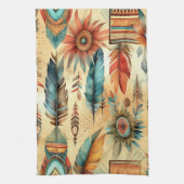 Linge De Cuisine Plumes bleues de la tribu Aztec Boho (Vertical)
