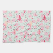Linge De Cuisine Plumes de Flamant rose sur le pois (Horizontal)