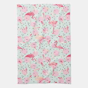 Linge De Cuisine Plumes de Flamant rose sur le pois