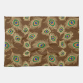 Linge De Cuisine Plumes de paon beige au chocolat Brown (Horizontal)