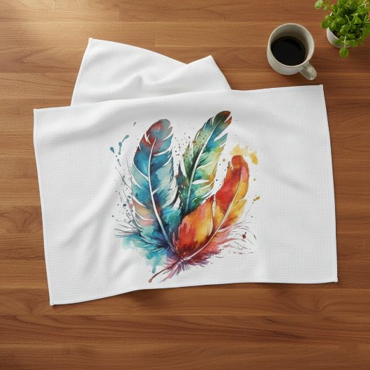 Linge De Cuisine Plumes d'esprit : Aquarelle vive Art