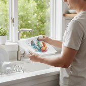 Linge De Cuisine Plumes d'esprit : Aquarelle vive Art