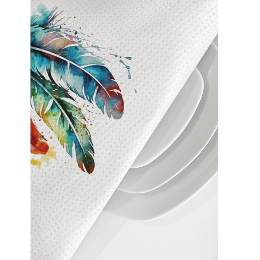 Linge De Cuisine Plumes d'esprit : Aquarelle vive Art