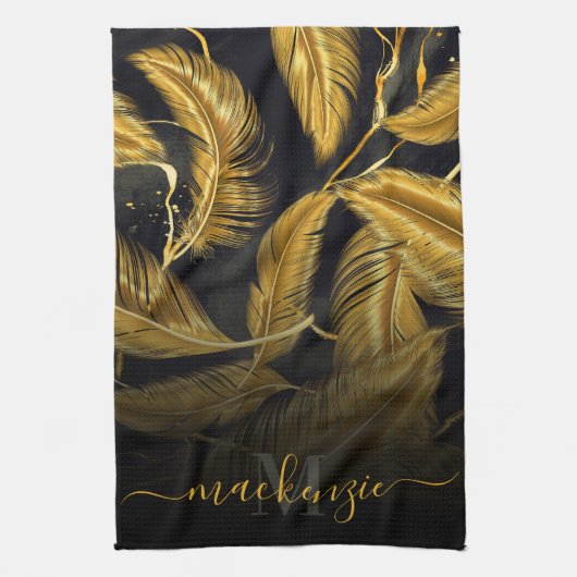 Linge De Cuisine Plumes d'or (Vertical)