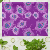 Linge De Cuisine Plumes d'orchidée Peacock sur Amethyst violet (Plié)