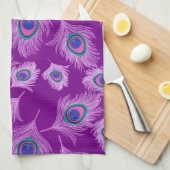 Linge De Cuisine Plumes d'orchidée Peacock sur Amethyst violet (Quart Plié)