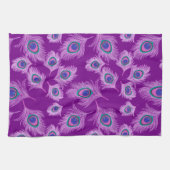 Linge De Cuisine Plumes d'orchidée Peacock sur Amethyst violet (Horizontal)