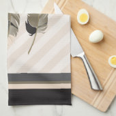 Linge De Cuisine Plumes en Crème, Gris et Brown (Quart Plié)