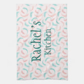 Linge De Cuisine Plumes en rose et bleu (Vertical)